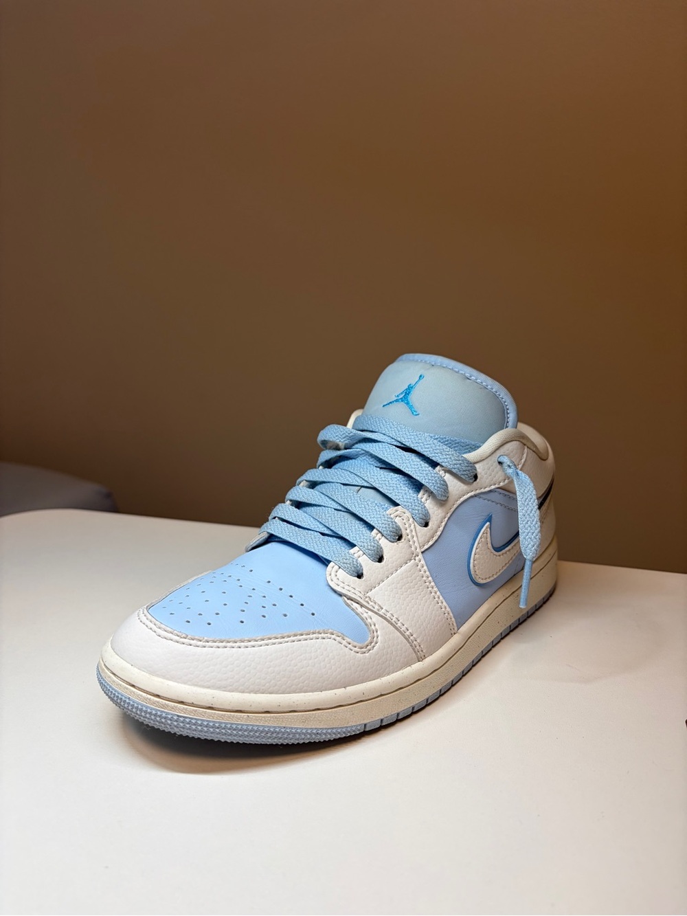 Nike Air Jordan 1 Low-Top Sneakers in Light Blue and White
